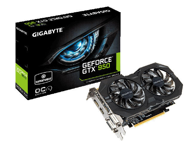 Видео карти Gigabyte GeForce GTX 950 2GB GV-N950WF2OC-2GD