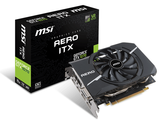 Видео карти MSI GeForce GTX 1070 AERO ITX 8G OC