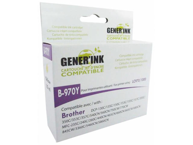 Консумативи Съвместим Generink LC970/1000 Yellow, Brother