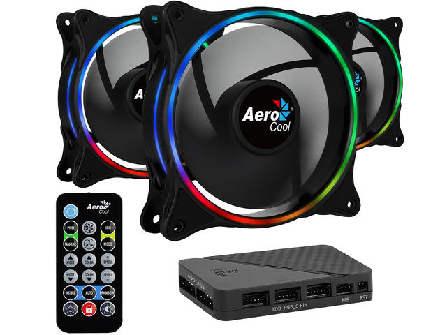 Вентилатори AeroCool Eclipse 12 Pro ARGB, Fan Pack 3in1, ARGB HUB, Remote