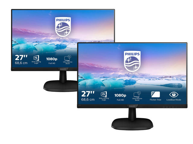 Монитори Два монитора Philips 273V7QDAB + FPMA-D550DBLACK