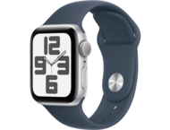 Смарт часовници Apple Watch SE2 v2 GPS 40mm Silver Alu Case w Storm Blue Sport Band - M/L