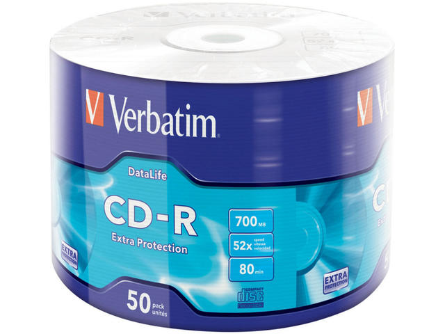 Джаджи Verbatim CD-R 700MB 52X EXTRA PROTECTION WRAP (50 PACK)