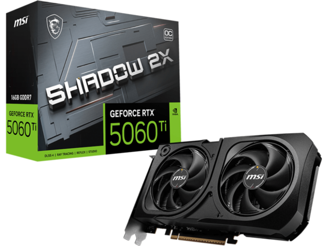 Видео карти MSI GeForce RTX 5060 Ti 16G SHADOW 2X OC PLUS