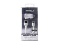 Зарядни устройства PURO Mini зарядно за кола за iPhone + Lightning кабел