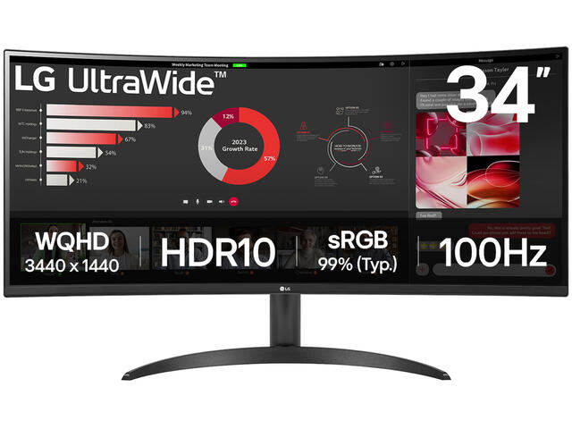 Монитори LG UltraWide 34WR50QK-B, Разопакован с леки козметични щети по кашона