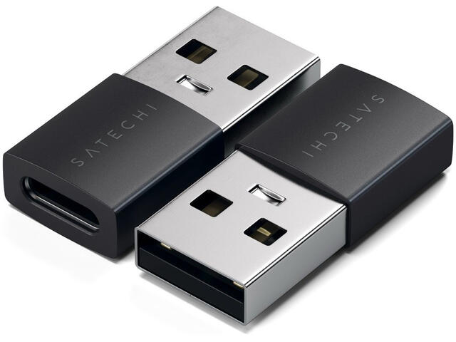 Кабели и Адаптери Satechi Aluminum 2x Type-A to Type-C Adapter - Space Black