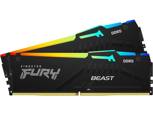 Оперативна памет 64GB (2x32GB) DDR5 6000 MT/s Kingston FURY Beast Black RGB